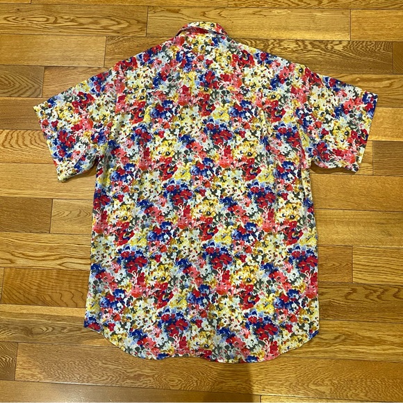 Vintage Guess Georges Marciano Flower Button Up Short Sleeve Shirt Mens Size 1 - Picture 2 of 7